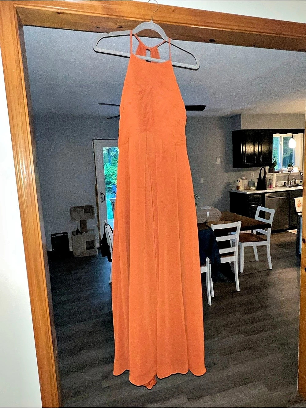Orange Halter Maxi Bridesmaid Dress